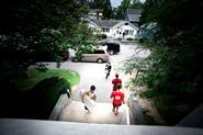 Students and their families haul essentials into Dunham.