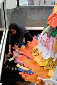 Allie Pohl '07 installs her exhibit at Denver International Airport.