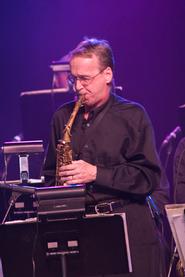 Monk Rowe on the sax at the Aretha Franklin concert.