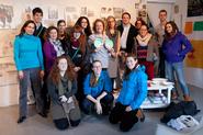 Tracy Adler, Susanna White, Katharine Kuharic, artist Julia Jacquette, Rebecca Murtaugh, Robert Knight and Hamilton students in Jacquette's studio.