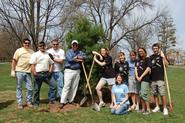 Members of HEAG and Hamilton's grounds crew planted a white pine tree on Arbor Day.
