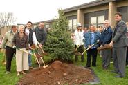 Participants in the Blue Spruce planting at Clinton Elementary.