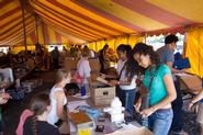 Students line up to pay for their Cram & Scram purchases.