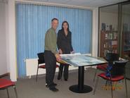 Gene Domack with Dr. Marilin Lobos Goic at the University of Magallanes in Punta Arenas.