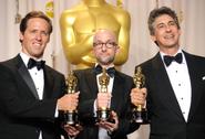 Nat Faxon '97 (left), with fellow writers Jim Rash and Alexander Payne.