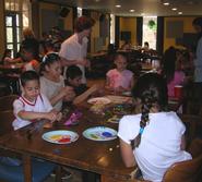 Students from the Neighborhood Center made arts and crafts.