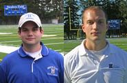 Assistant football coaches Jeff Friedman '05 (left) and Matt Wright