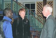 Dr. Thomas W. Kensler ‘70 talks with students before his lecture.