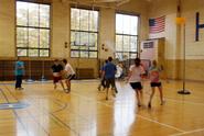 Students took to the court to try Korfball.