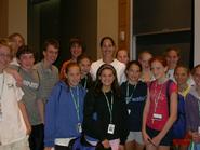 Kristy Kowal, center, with students from Hamilton Swim Camp.