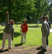Terry Hawkridge leads alumni tour of the College Arboretum