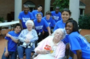 HEOP students with Masonic Care residents Anna Gordecki and Vera Wilson.
