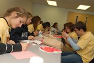 Volunteers made valentines at the Loretto Center.