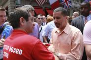 Maurice Michaane '03 greets Gov. David A. Paterson at N.Y.C. Pride, June 28