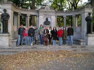 Students from Vivyan Adair's classes at entrance to Central Park.