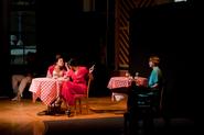 From left Ysmeryln Baez, Kyra Jackson and Rebecca Behrens in a scene from <em>Our Lady of 121st Street</em>.