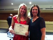 Lauren Sokol '12 (left) and head women's lacrosse coach Patty Kloidt.