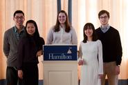 From left, Yan Kit Pang '10, Xiaohan Du '12, Amanda Bowman '10, Trang Nguyen '13, Ian Doran '11.