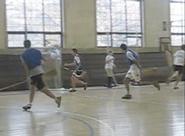 A Quidditch practice session in the Alumni Gym.