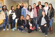 Professor of Communication Catherine Phelan (center) with Hamilton and UASEM students.