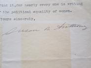 Susan B. Anthony's signature on a letter found in Hamilton's Archives 