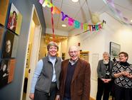 Writing Center director Sharon Williams and Professor John O'Neill, a member of the committee that helped found the Center.