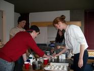 Jordan Davis, Liam Ronan, Yoko O'Hara and Isabelle Van Hook make cookies.