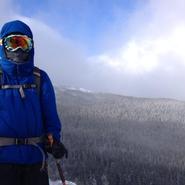 Elise LePage '18 stands near treeline on Mt. Washington.