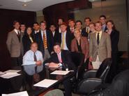 Program in Washington students with George Baker '74 and Frank Vlossak '89.