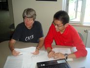 Yinghan Ding '12 (right) with his advisor Margaret Morgan-Davie.