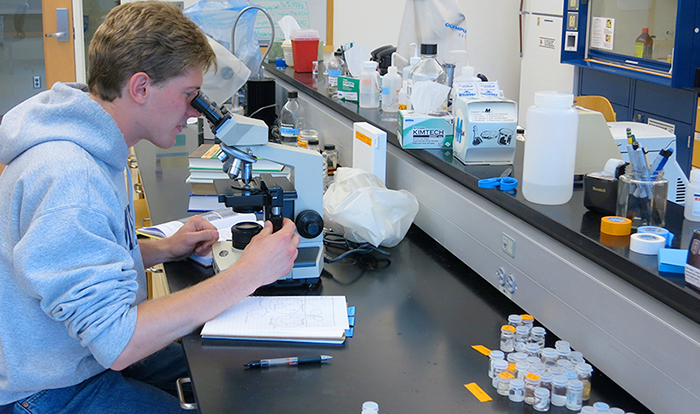 Douglas Santoro '14 in the lab.