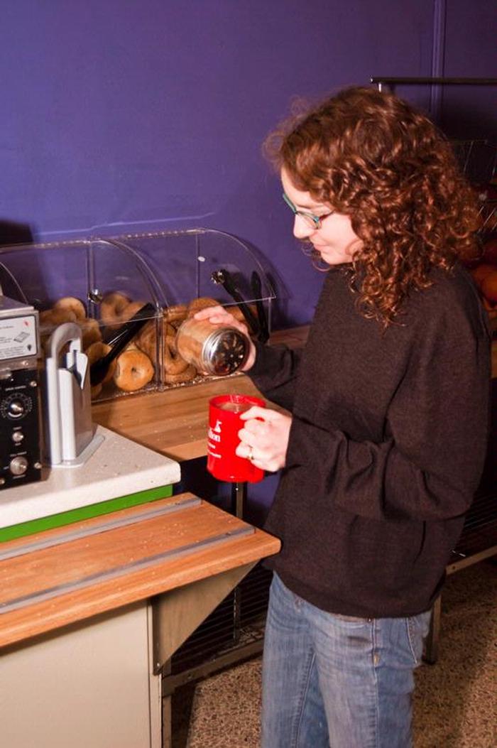 Sarah Gamble '13 prepares tea in her mug. PHOTO: ALL PHOTOS BY J.D. ROSS