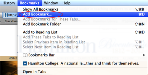 adding bookmarks in Safari