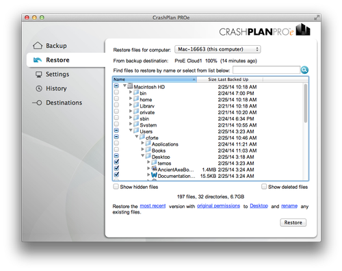 crashplan backup