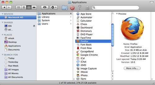 opening Applications folder on a Mac