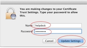 enter your Computer Username and Password and click Update Settings