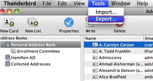 Mac address book to tools then export