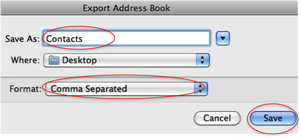 Mac Select Comma Separated and type Contacts in the File Name