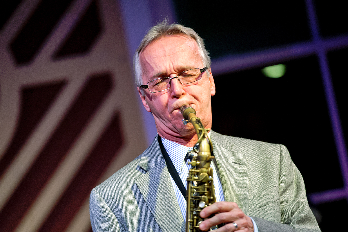 Monk Rowe, the Joe Williams Director of the Fillius Jazz Archive and lecturer in music performance, performs during Fallcoming Weekend.