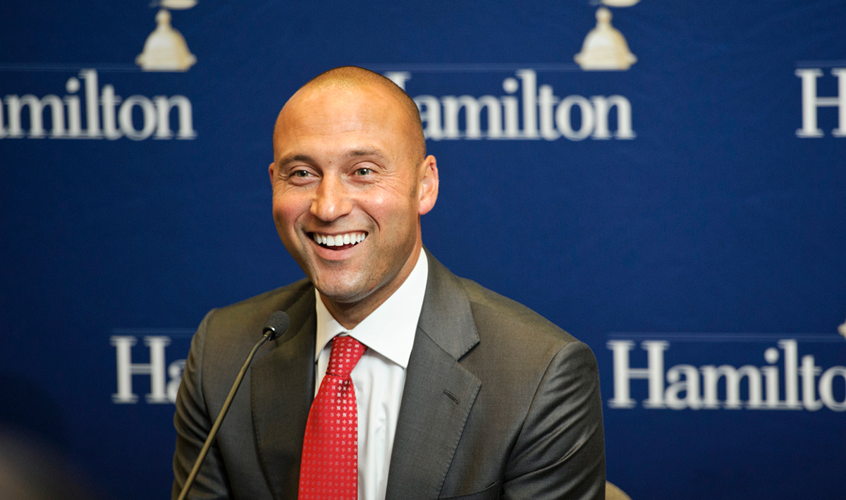 Derek Jeter held a press conference at Hamilton before the Great Names event.