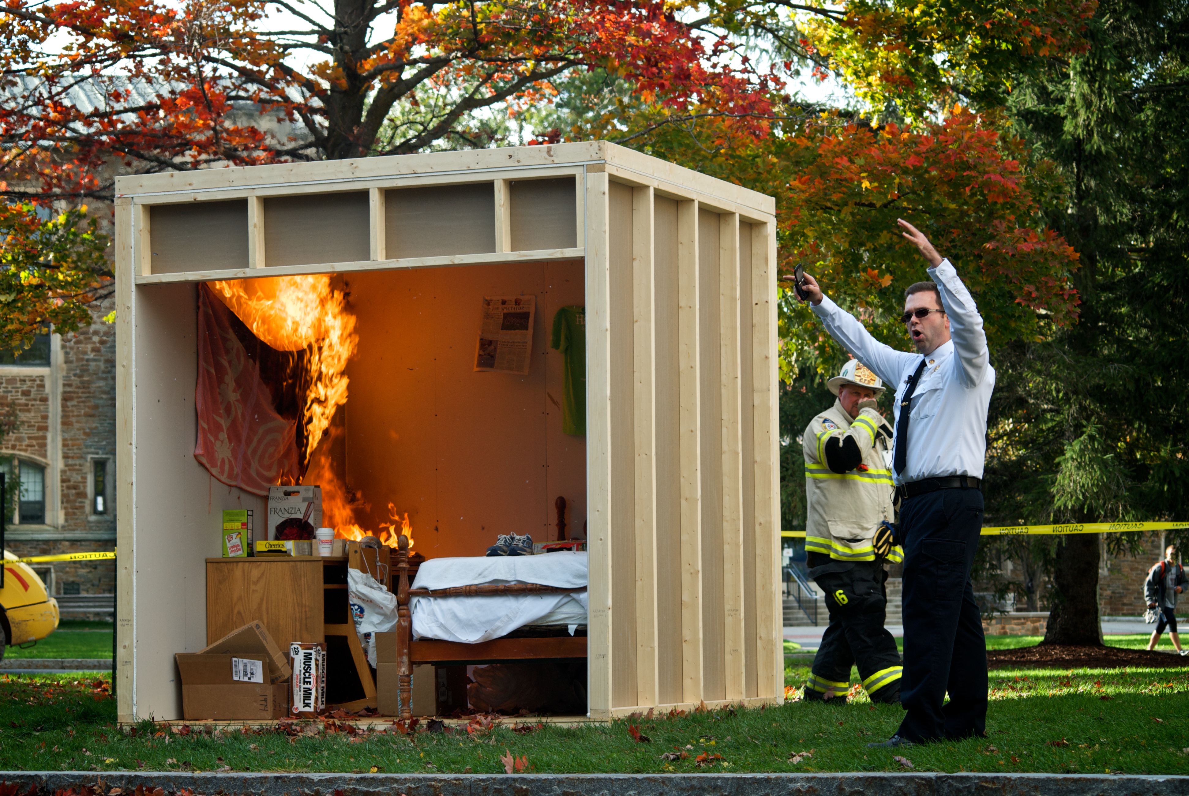 Mock Dorm Room Fire Illustrates Swiftness of Destruction