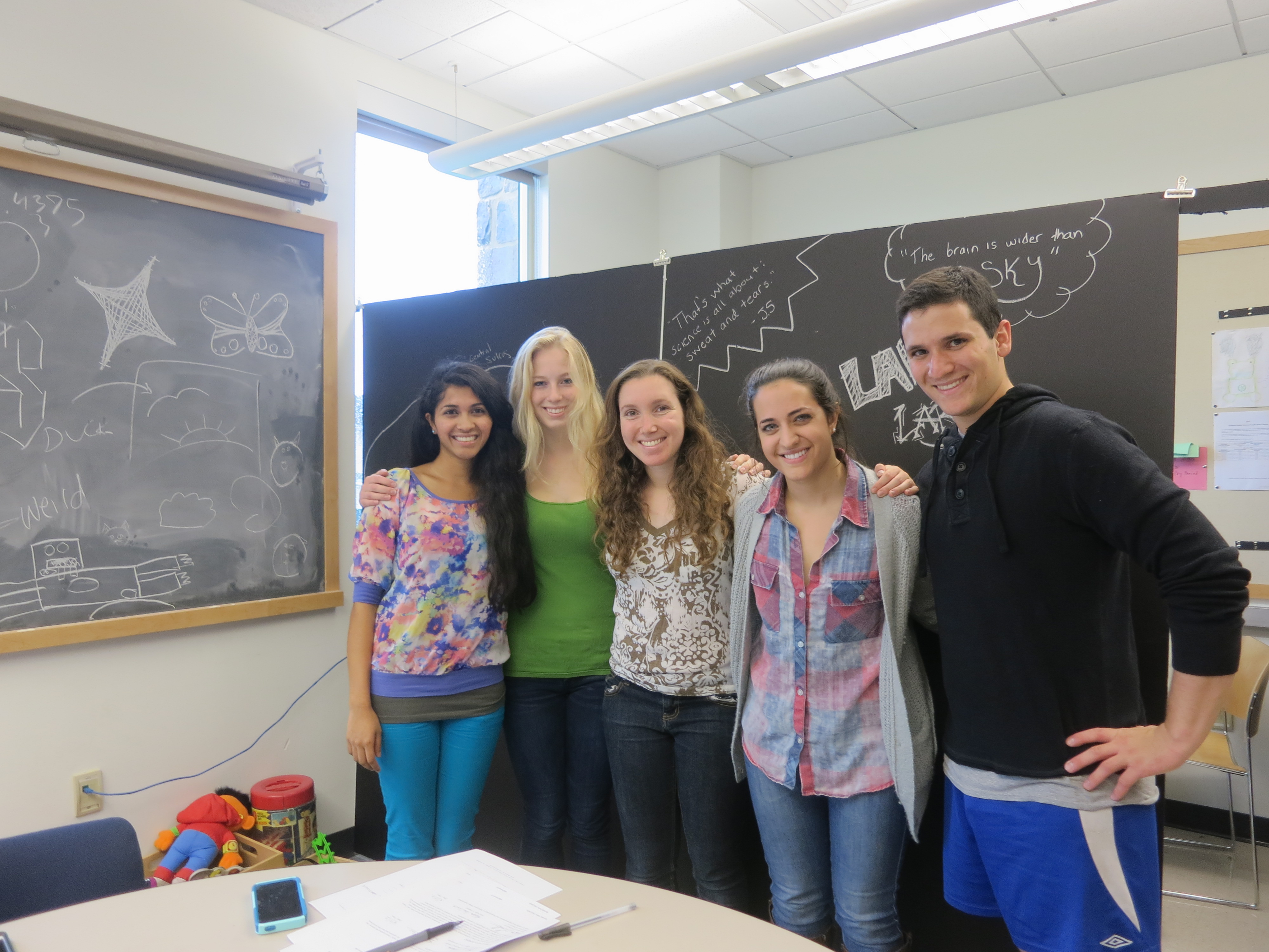 Sandhya Rao '15, Gretchen Walker '14, Rebecca Gaines '15, Sarah Mehrotra '14, Noah Levinson '14.