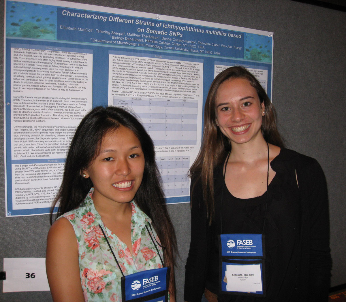 Tshering Sherpa ’16 and Elisabeth MacColl ’16 at the FASEB Conference