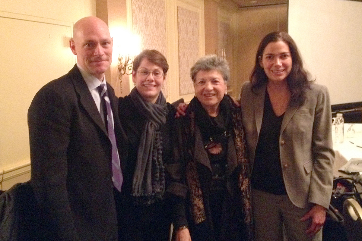 Tracy Adler (far right) at the CAA conference with Rand Suffolk, Anne Bergeron and Executive Director for ArtTable Ada Ciniglio.