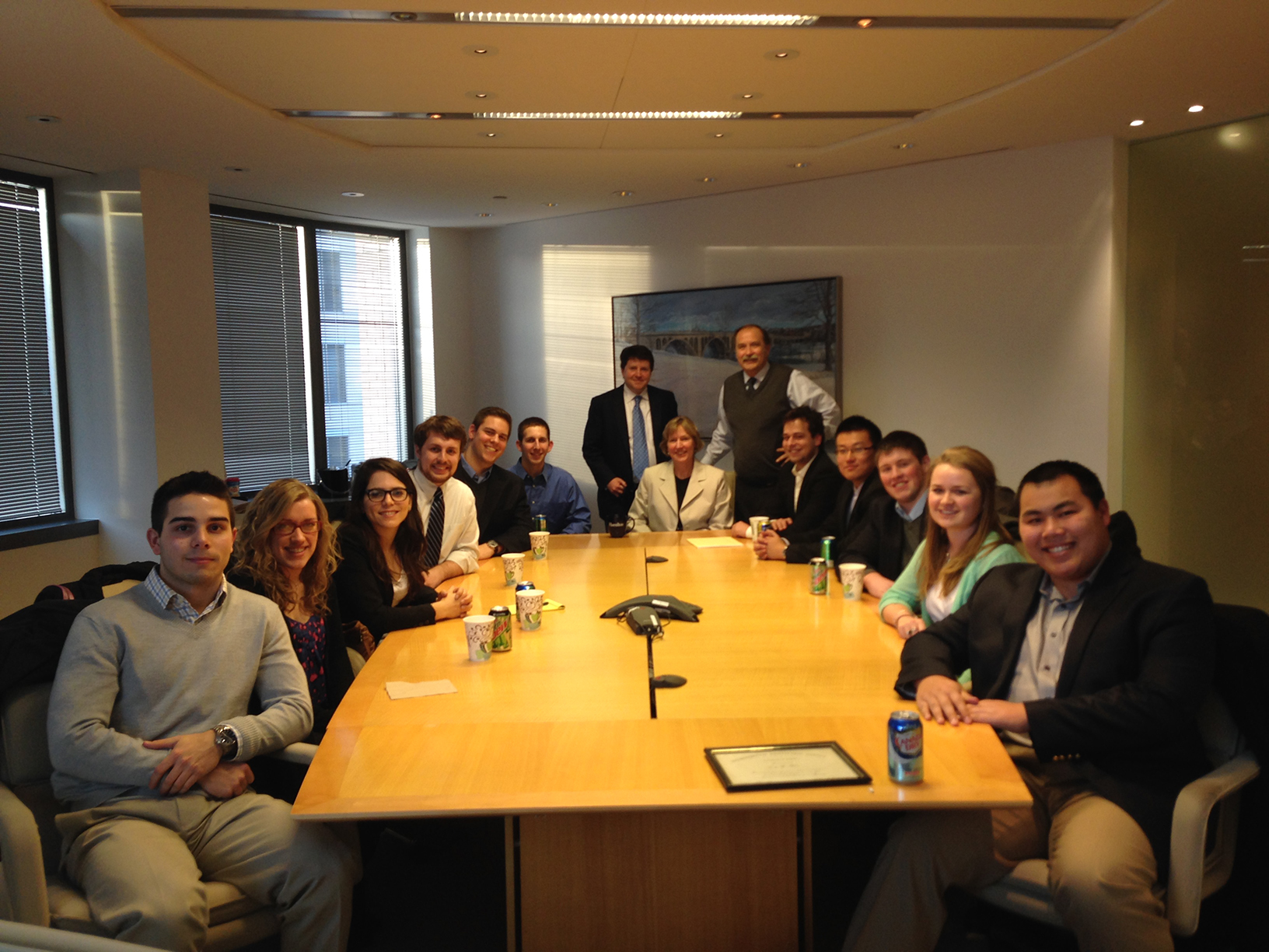 Program in Washington students with George Baker '74 and Frank Vlossak '89.