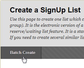 resource center how to create a sign up sheet in blackboard