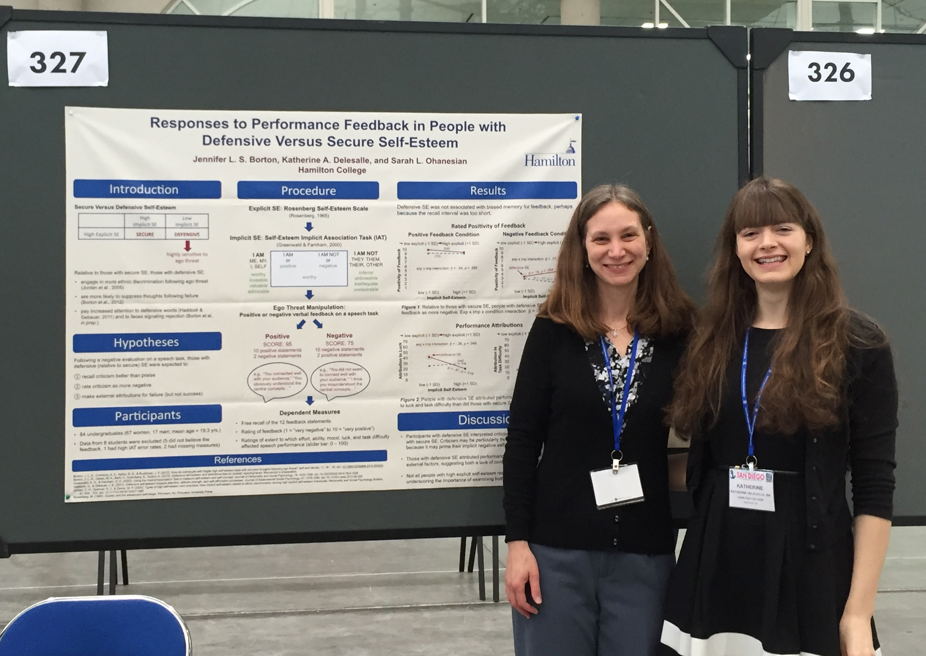 Professor Jen Borton and Katherine Delesalle '14 presented at the 2016 SPSP conference in San Diego.