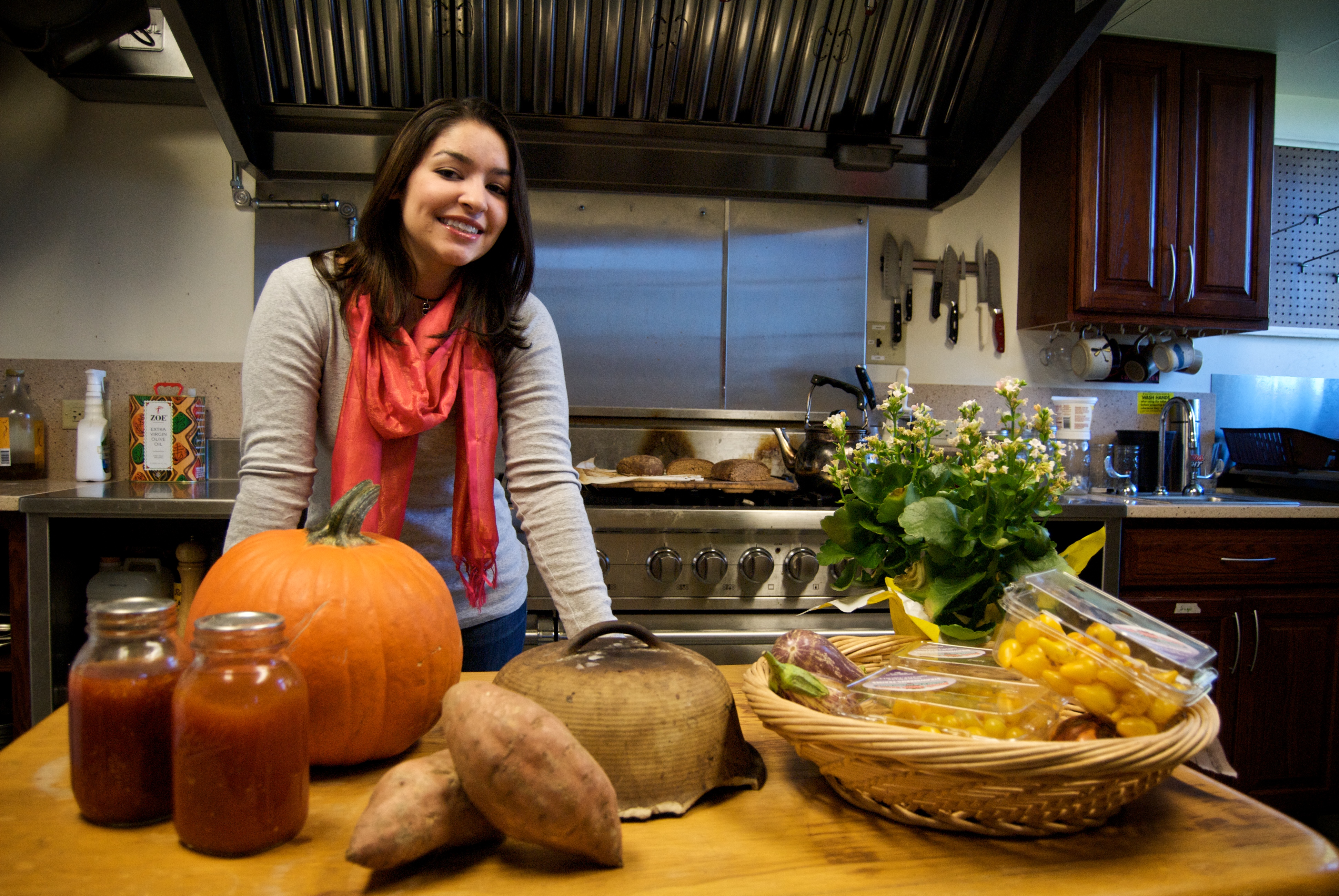 Caitlin Taborda '11 in the Woollcott kitchen.