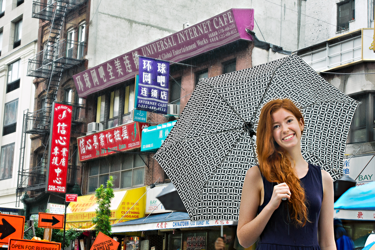 Candice McCardle '15 poses in Chinatown near her internship at The Chinese-American Planning Council. 
