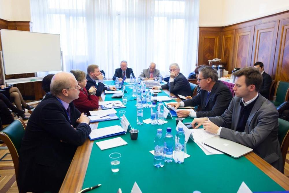 Professor Alan Cafruny, second from right, at the Higher School of Economics conference.